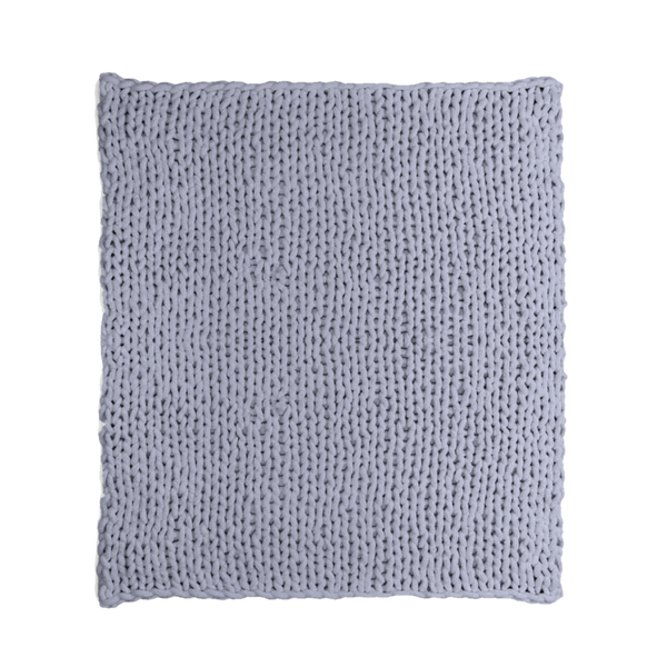Lilac Gray Chunky Knit Blanket