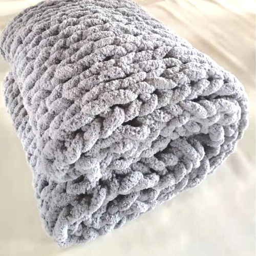 Chunky Knit Chenille Yarn blanket