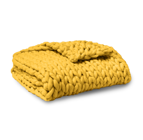 Harvest Yellow Chunky Knit Blanket