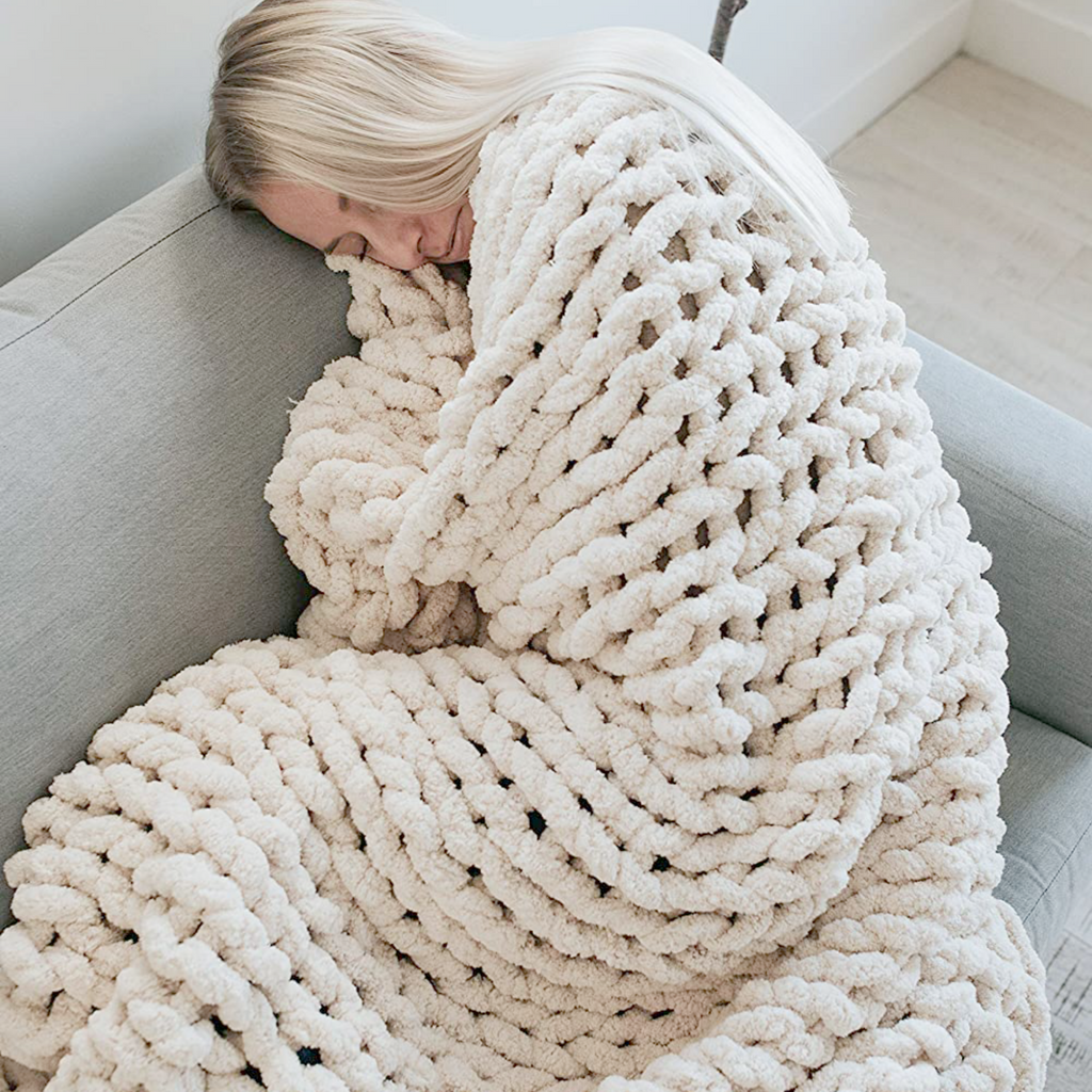 Chunky cream discount knit throw